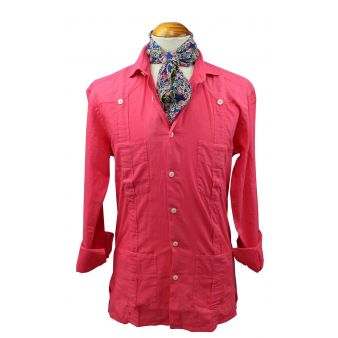 Camisa cubana lino coral