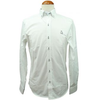 Camisa blanca vichy marino