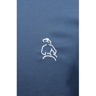 Chemise marine vichy rouge avec broderie