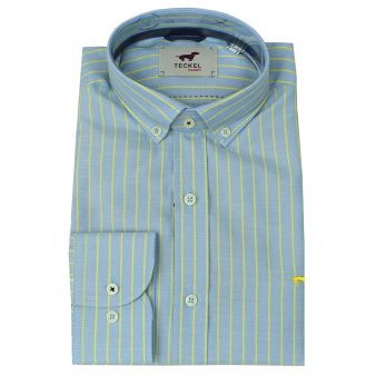 Camisa celeste rayas amarillas