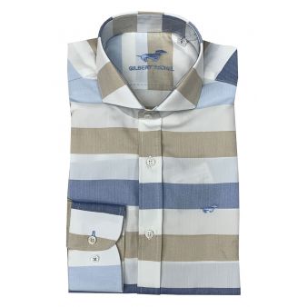 Camisa rayas celeste y beige