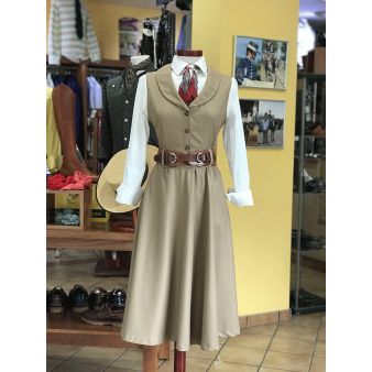 Vestido midi beige sin mangas
