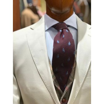 Corbata lana perdiz burdeos