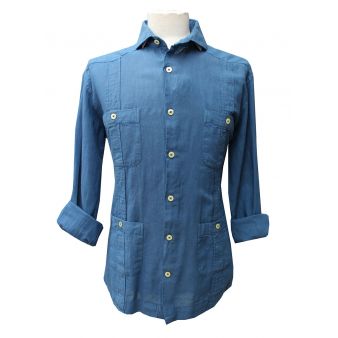 Camisa cubana azul