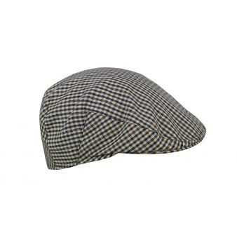 Country cap in camel and blue check