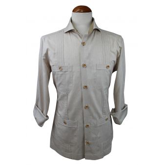 Camisa cubana jareta beige