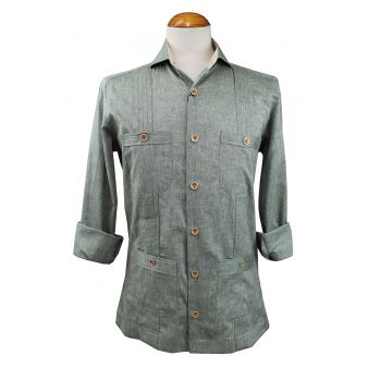 Camisa cubana jareta verde
