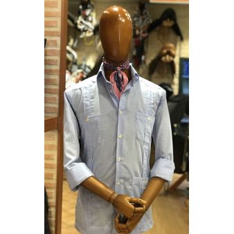 Camisa cubana vichy celeste