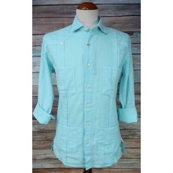 Camisa cubana turquesa