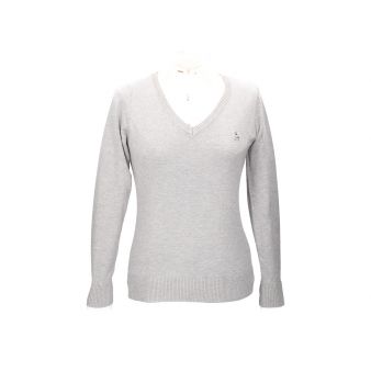 Pull col en V gris