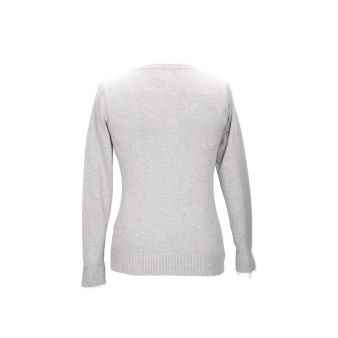 Pull col en V gris