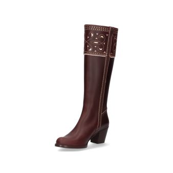 Knee-high heeled sequinned boots (Cartuja model) with zipper Valverde del Camino
