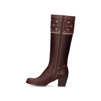 Knee-high heeled sequinned boots (Cartuja model) with zipper Valverde del Camino