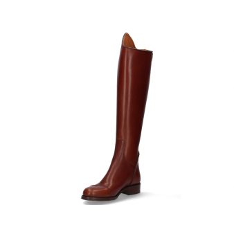 Bota hípica feminina de couro marrom combinado Valverde del Camino