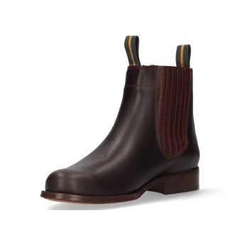 Short brown calf boot pleated gusset Valverde del Camino