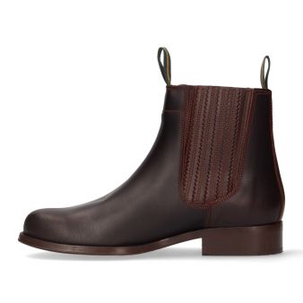 Short brown calf boot pleated gusset Valverde del Camino