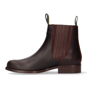 Short brown calf boot pleated gusset