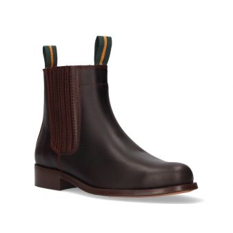 Short brown calf boot pleated gusset Valverde del Camino