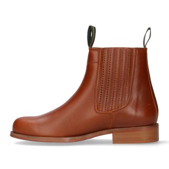 Short boot in aged leather pleated gusset Valverde del Camino