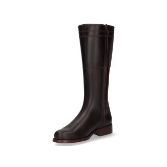 Bota lisa com zíper castanha Valverde del Camino