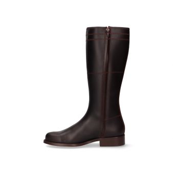 Bota lisa com zíper castanha Valverde del Camino