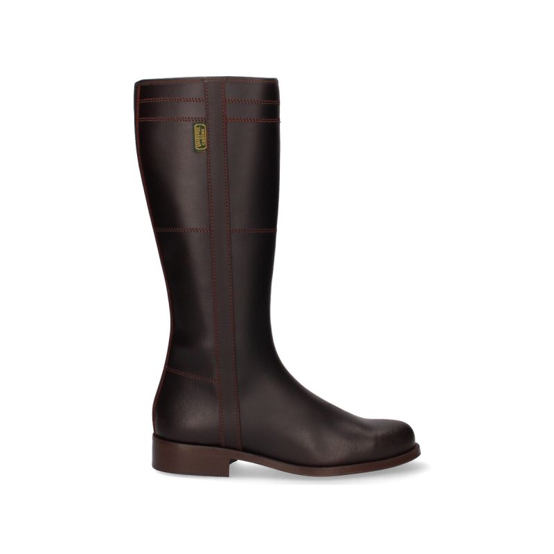 Bota lisa com zíper castanha Valverde del Camino