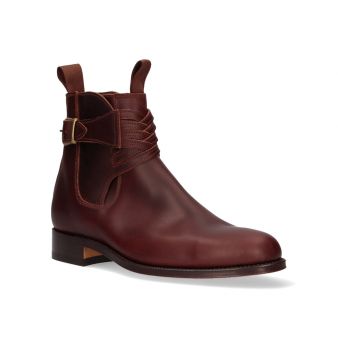 Short boot with crossed gusset with buckle in chestnut colour Valverde del Camino