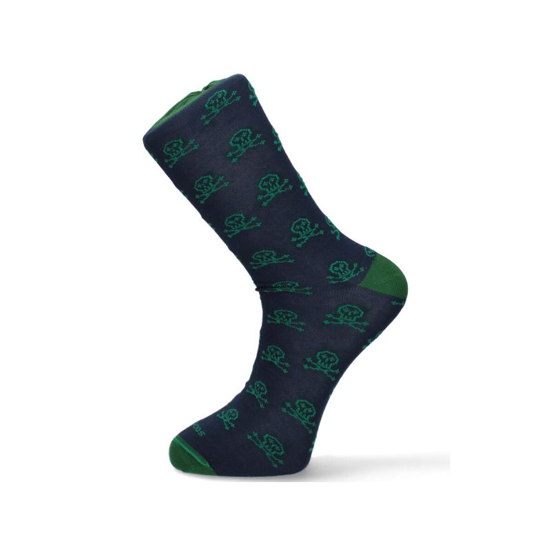 Chaussettes avec têtes de mort bleues et vertes