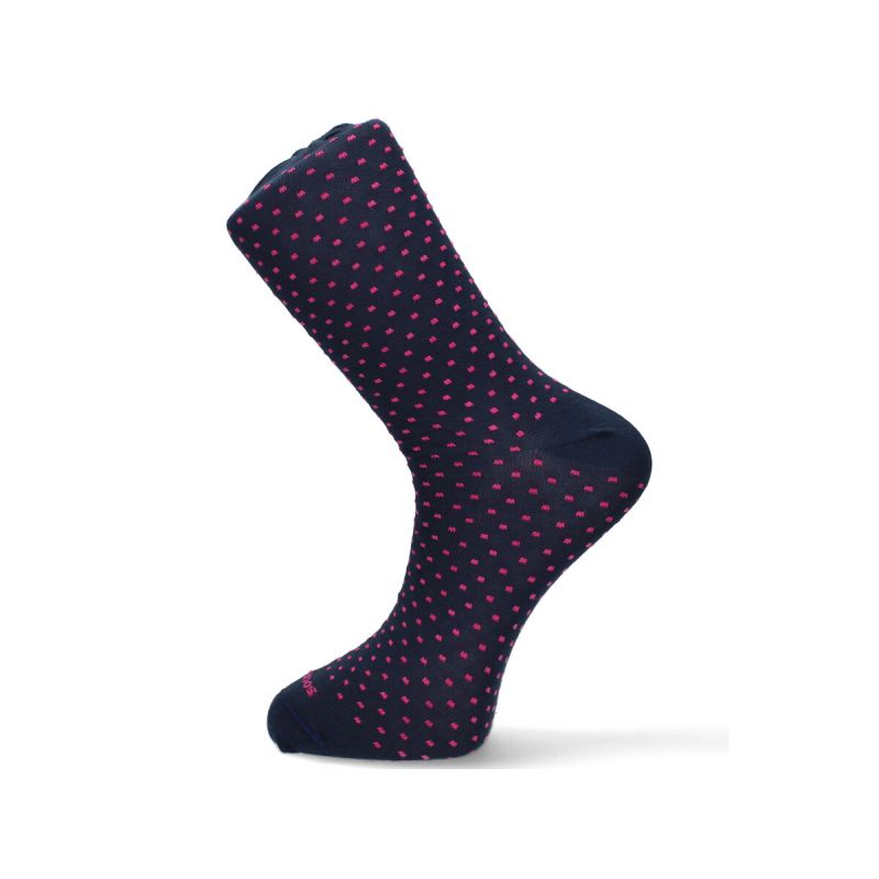 Chaussettes marines avec carreaux fuchsia