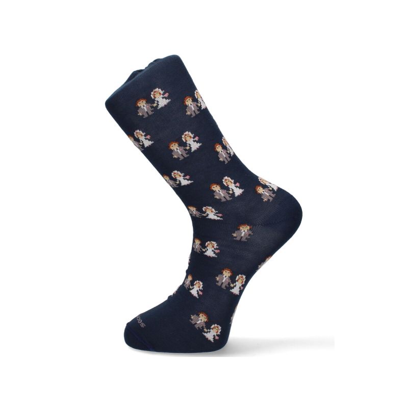 Chaussettes bleues avec motif de mariés