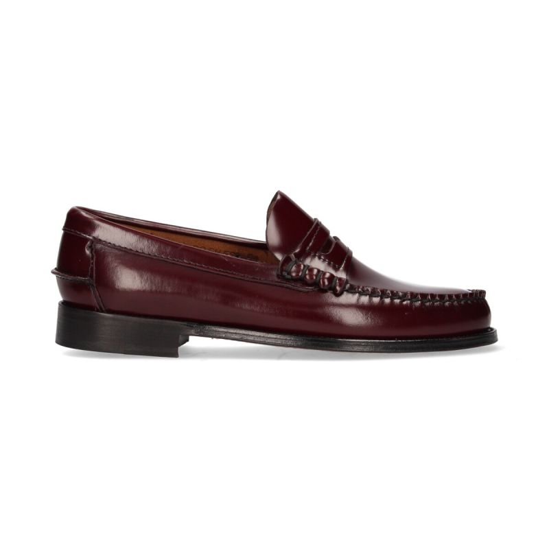 Mocassin avec antifas bordeaux semelle en cuir
