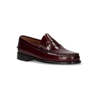 Mocassin avec antifas bordeaux semelle en cuir