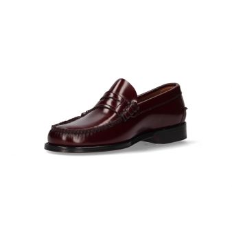 Mocassin avec antifas bordeaux semelle en cuir