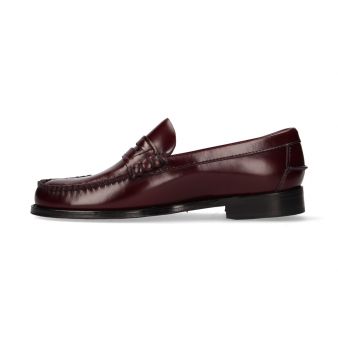 Mocassin avec antifas bordeaux semelle en cuir