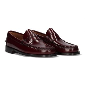 Mocassin avec antifas bordeaux semelle en cuir