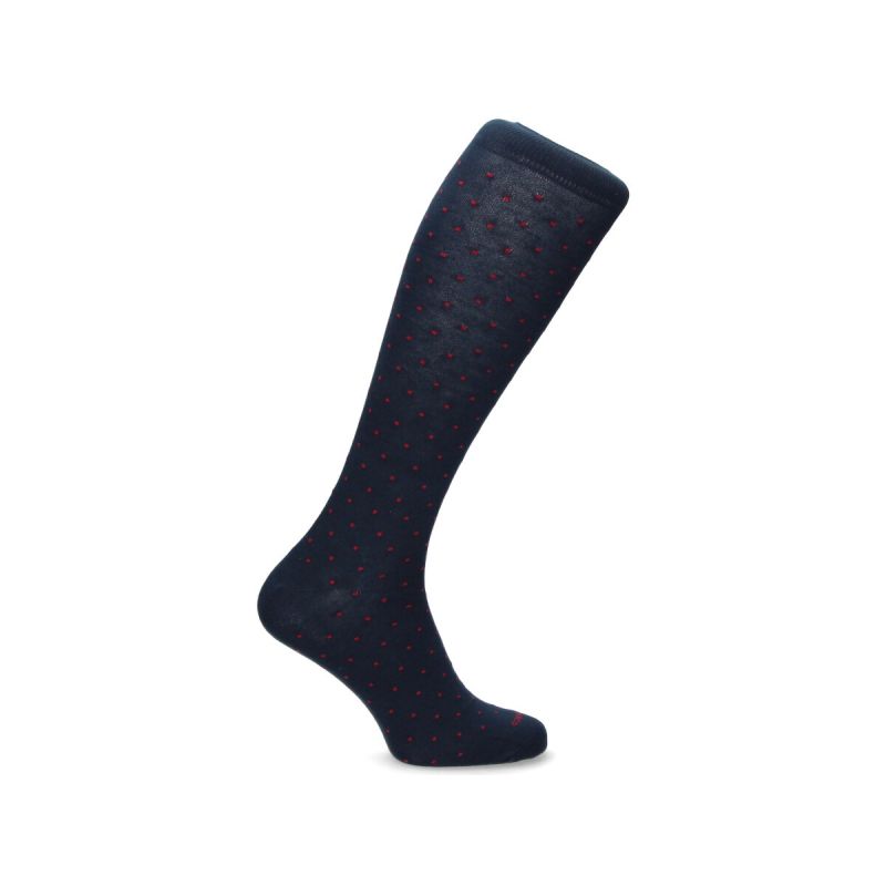 Chaussettes bleues avec points rouges