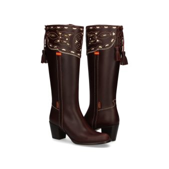 Knee-high sequinned boots (Cartuja model)  with tassels heel Valverde del Camino