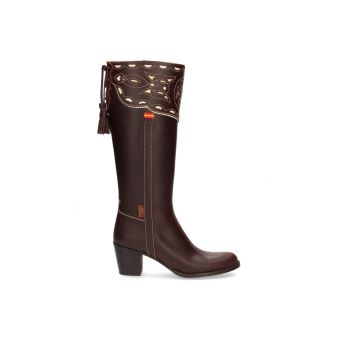 Knee-high sequinned boots (Cartuja model)  with tassels heel Valverde del Camino