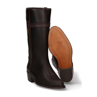 Bota campera con pespunteado color café Valverde del Camino