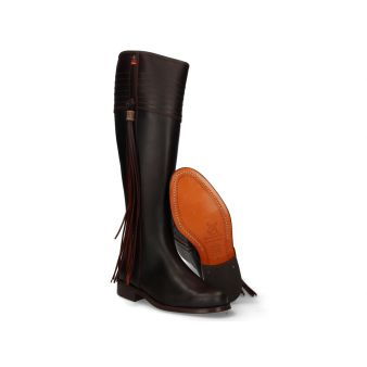 Pilgrimage cowboy bout with wide mouth and chestnut fringes Valverde del Camino