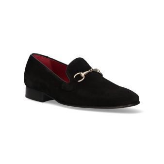 Loafer with tongue in black suede