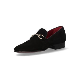 Loafer with tongue in black suede
