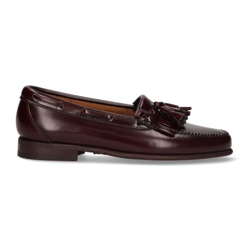 Mocassin avec franges et pompons bordeaux