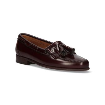 Mocassin avec franges et pompons bordeaux