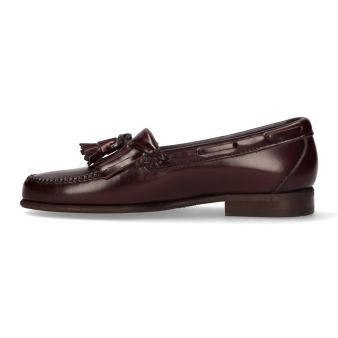 Mocassin avec franges et pompons bordeaux