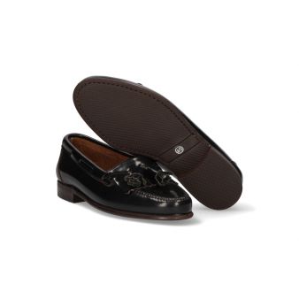 Mocassin avec franges et pompons marine