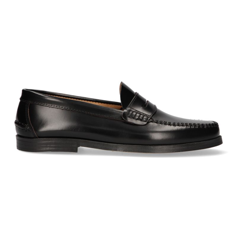 Mocassin avec antifas noir semelle en caoutchouc