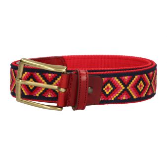 Cinturón lona étnico "Perú" marino/rojo