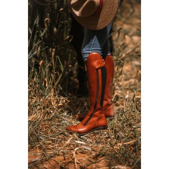 Bota hípica feminina com elástico em couro Valverde del Camino