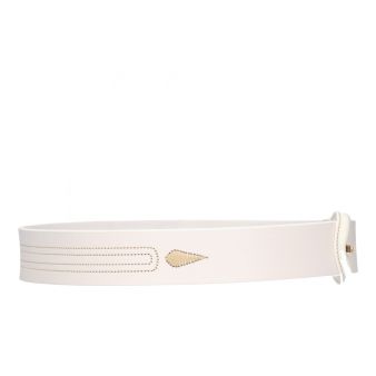 Ceinture large blanche avec motif ananas et dessin boucle baticola